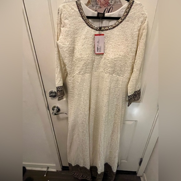 House of India Embroidered Georgette Salwar Kameez gown frock reception XL - Picture 12 of 16